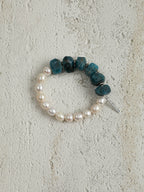 Blue Apatite Freeform Pearl Bracelet — freshwater pearl, blue apatite freeform, sterling si... | PuraPerla