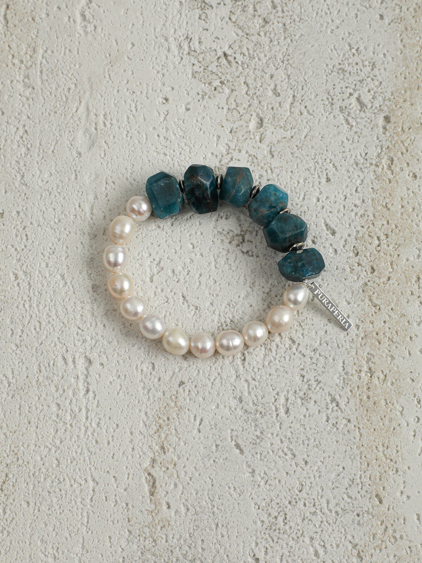 Blue Apatite Freeform Pearl Bracelet — freshwater pearl, blue apatite freeform, sterling si... | PuraPerla