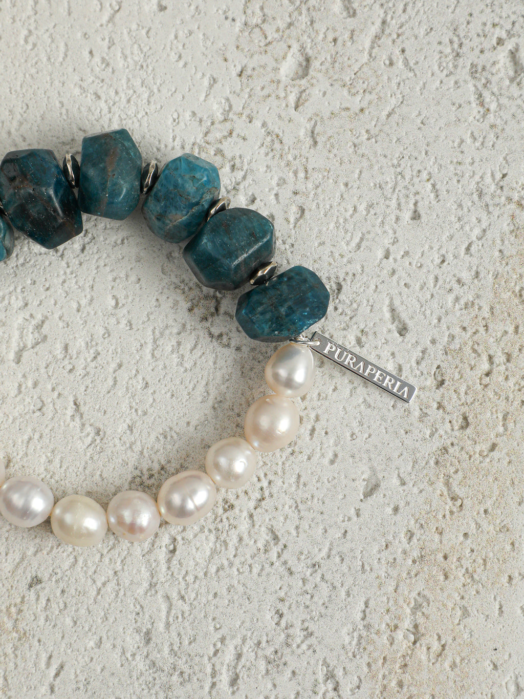 Blue Apatite Freeform Pearl Bracelet — freshwater pearl, blue apatite freeform, sterling si... | PuraPerla