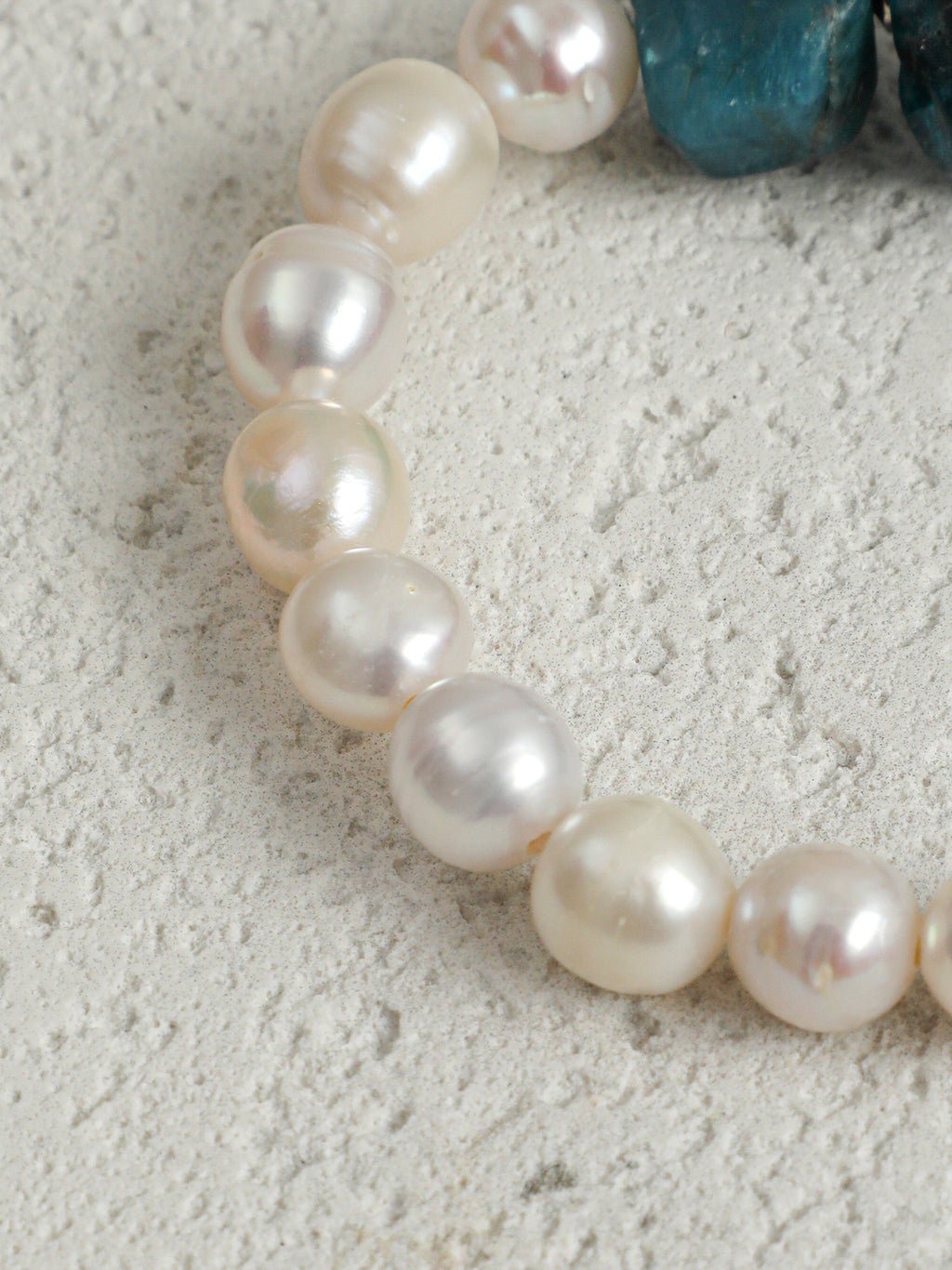Blue Apatite Freeform Pearl Bracelet — freshwater pearl, blue apatite freeform, sterling si... | PuraPerla