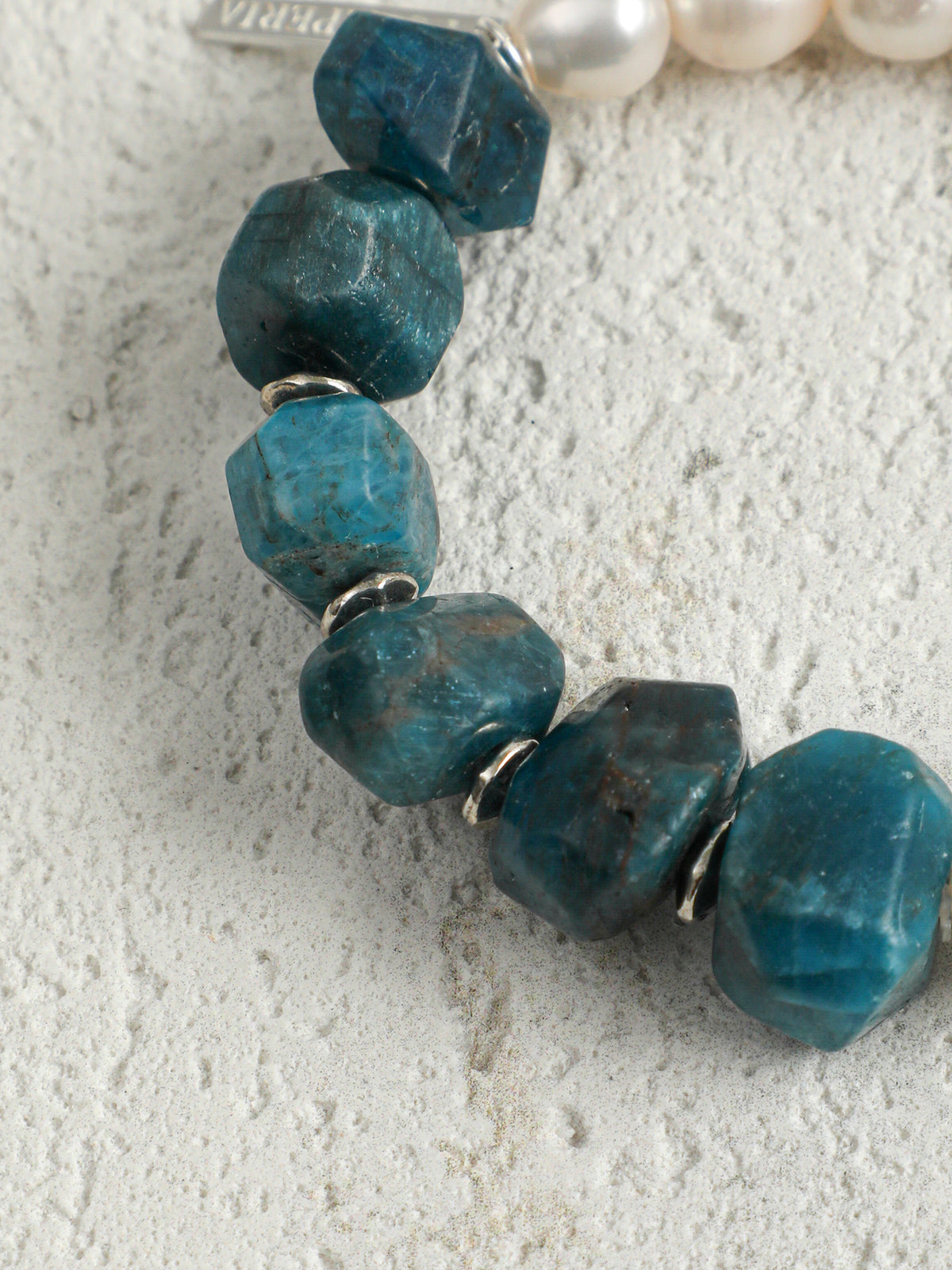 Blue Apatite Freeform Pearl Bracelet — freshwater pearl, blue apatite freeform, sterling si... | PuraPerla