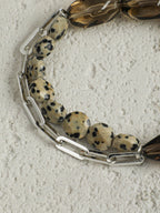Smoky Quartz Dot Crystal Bracelet — large freeform smoky quartz & disc stone & S925 Sterling Silver | SENLORE