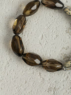 Smoky Quartz Dot Crystal Bracelet — large freeform smoky quartz & disc stone & S925 Sterling Silver | SENLORE