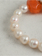 Red Agate Pearl Bracelet — Persian red agate & natural freshwater pearl & S925 Sterling Silver | SENLORE
