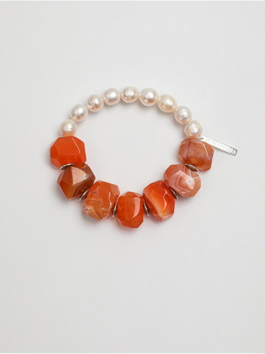 Red Agate Pearl Bracelet — Persian red agate & natural freshwater pearl & S925 Sterling Silver | SENLORE