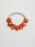 Red Agate Pearl Bracelet — Persian red agate & natural freshwater pearl & S925 Sterling Silver | SENLORE