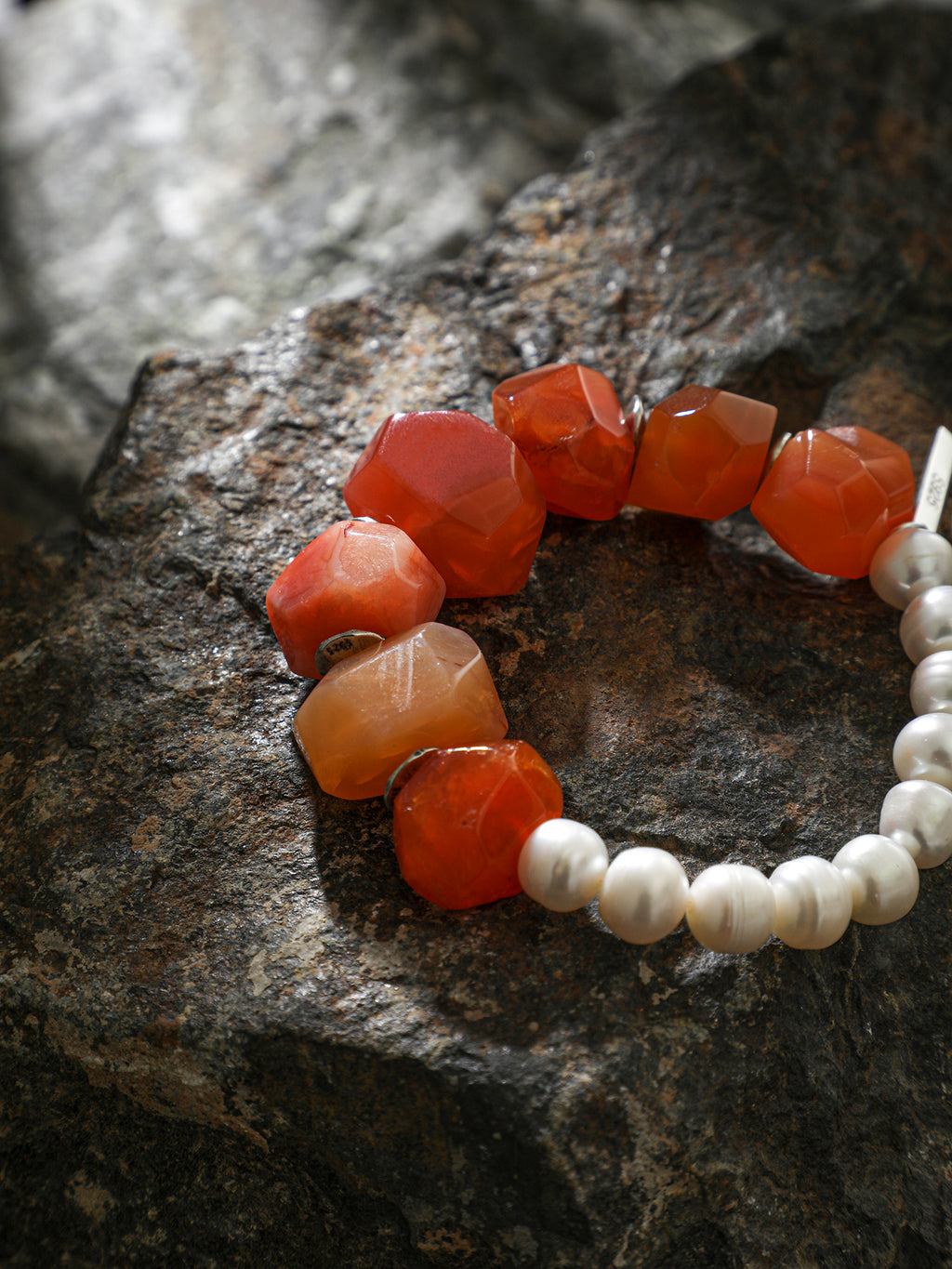 Red Agate Pearl Bracelet — Persian red agate & natural freshwater pearl & S925 Sterling Silver | SENLORE