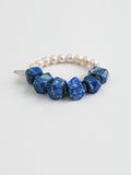 Enchantress Pearl Bracelet — freshwater pearl & freeform lapis lazuli & S925 Sterling Silver | SENLORE
