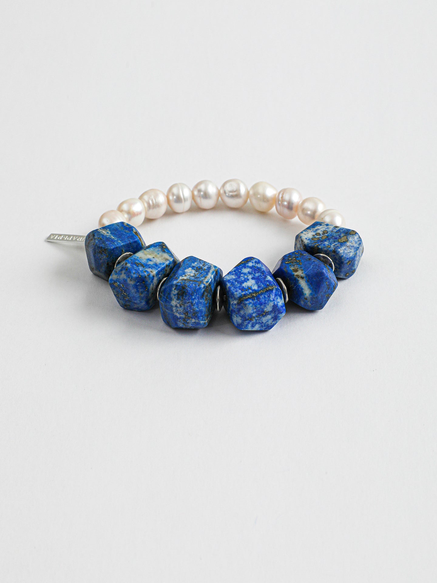 Enchantress Pearl Bracelet — freshwater pearl & freeform lapis lazuli & S925 Sterling Silver | SENLORE
