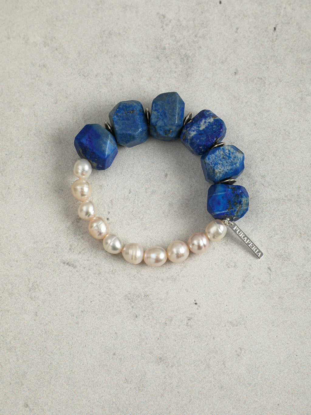 Enchantress Pearl Bracelet — freshwater pearl & freeform lapis lazuli & S925 Sterling Silver | SENLORE