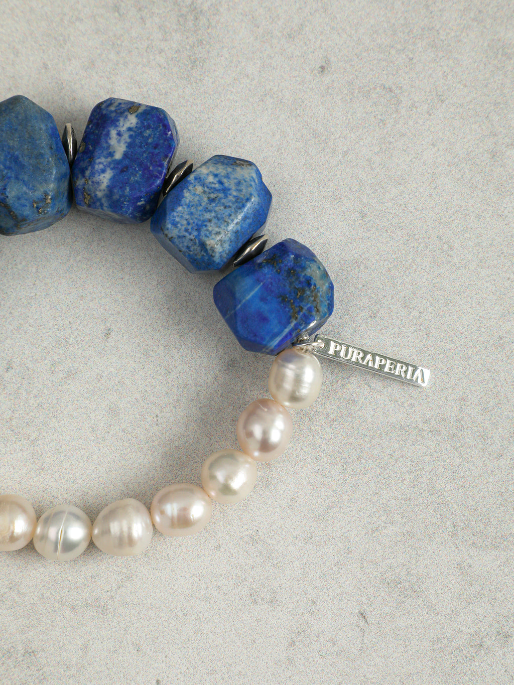 Enchantress Pearl Bracelet — freshwater pearl & freeform lapis lazuli & S925 Sterling Silver | SENLORE
