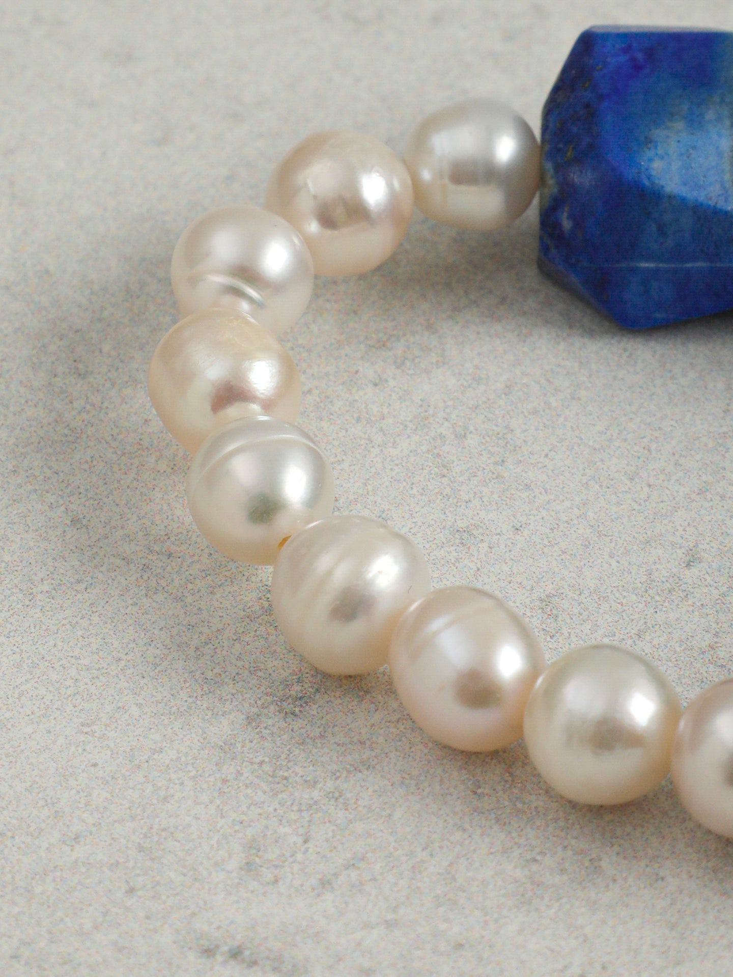 Enchantress Pearl Bracelet — freshwater pearl & freeform lapis lazuli & S925 Sterling Silver | SENLORE