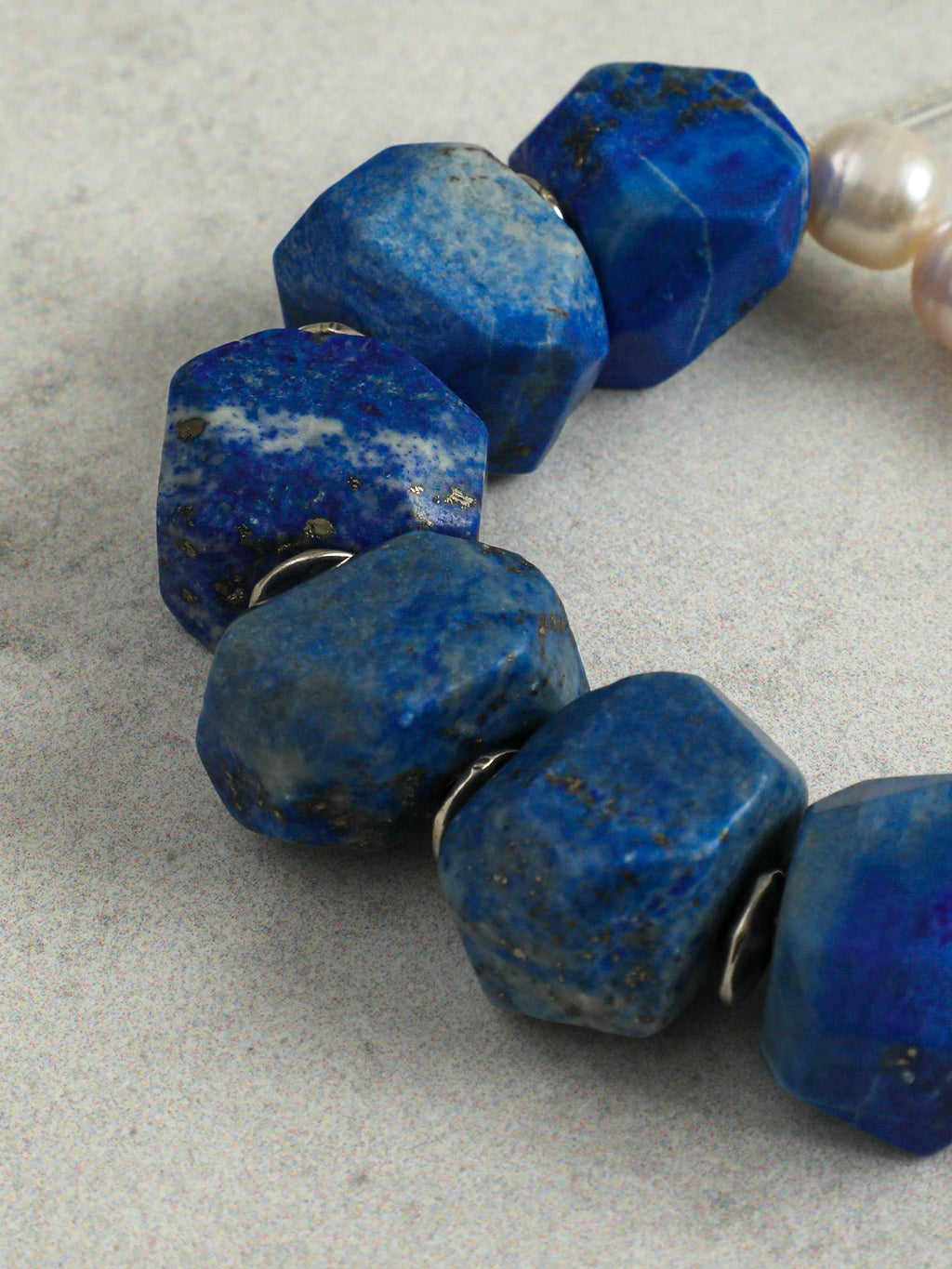 Enchantress Pearl Bracelet — freshwater pearl & freeform lapis lazuli & S925 Sterling Silver | SENLORE