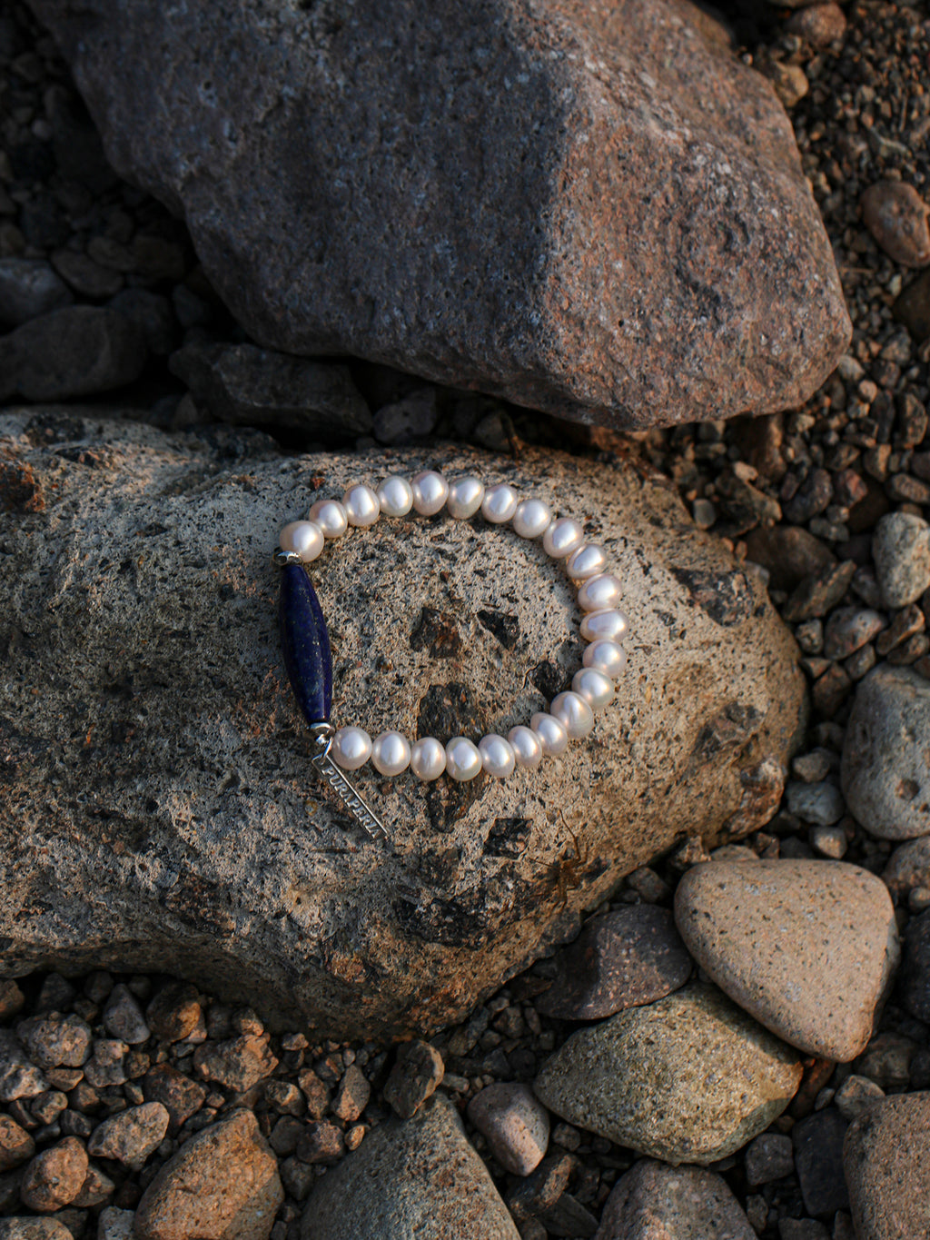 Afghan Lapis Lazuli Pearl Bracelet — freshwater egg pearls, Afghan lapis lazuli barr... | SENLORE