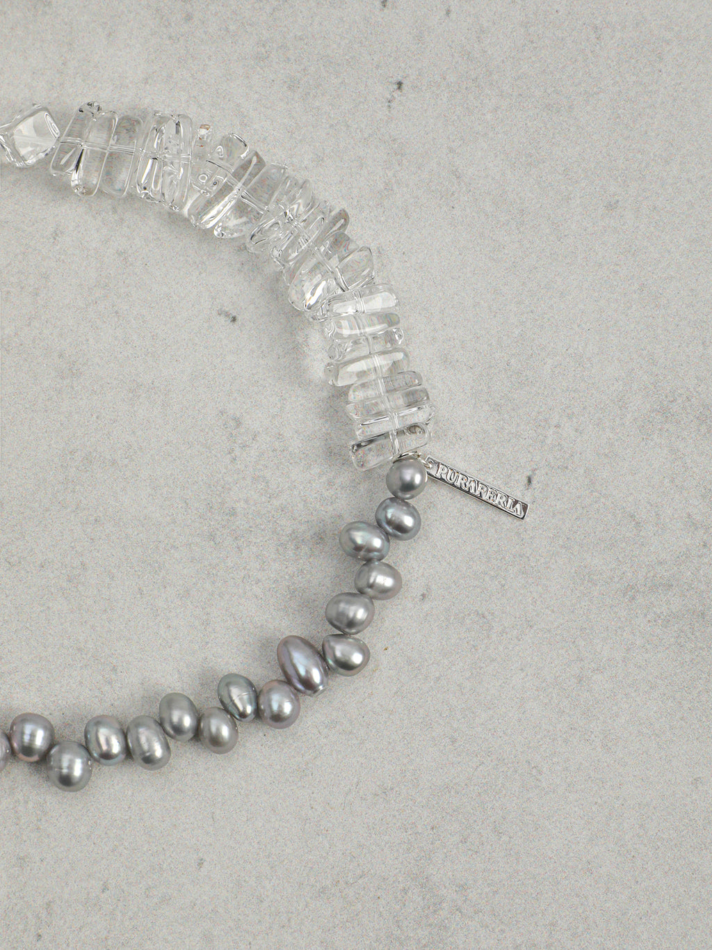 Clear Quartz & Grey Baroque Double-Wrap Bracelet — grey double-polished baroque pearl, clear quartz sug... | SENLORE