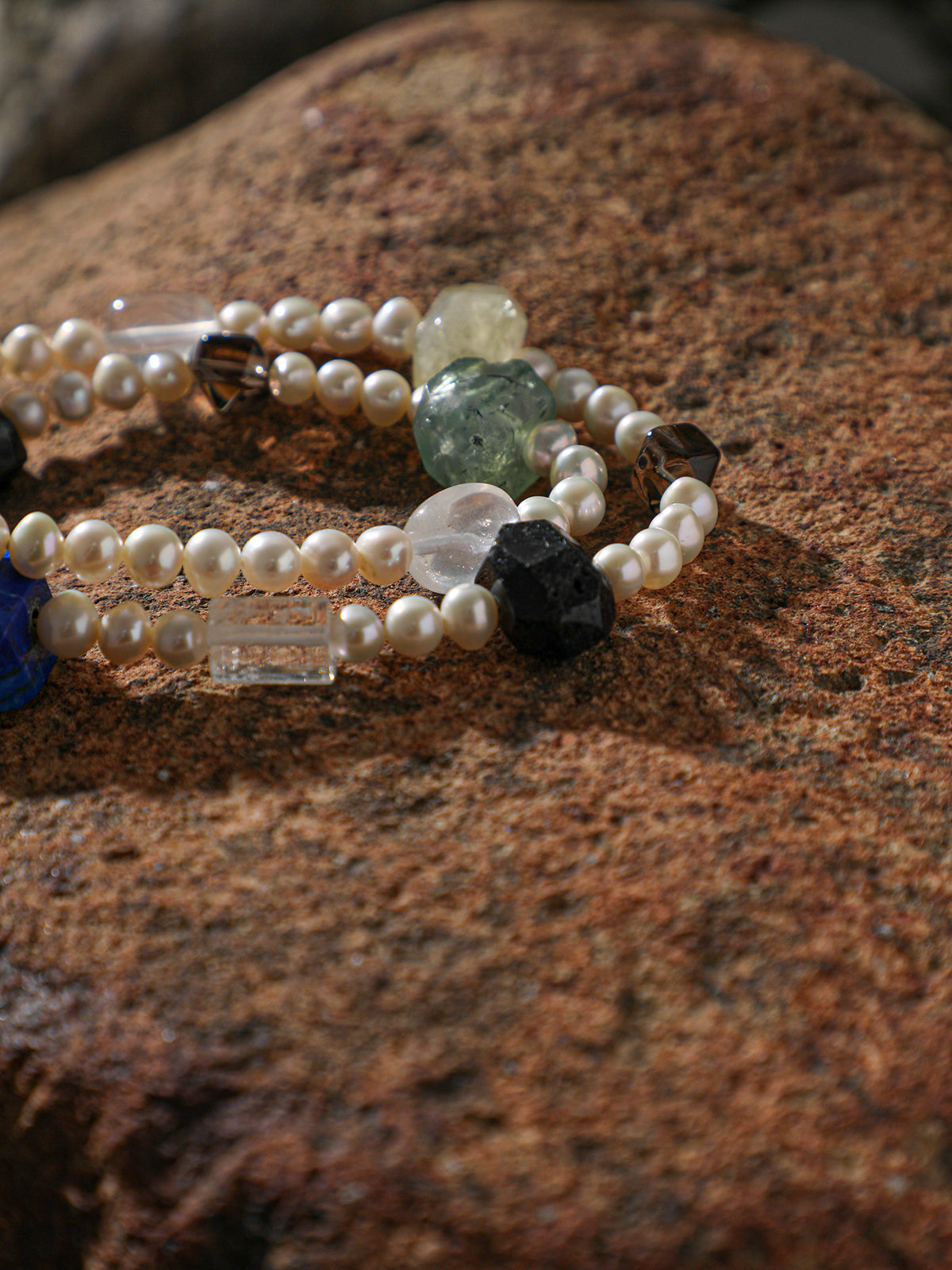 SENLORE Candy-colored Crystal Pearl Necklace – Side View