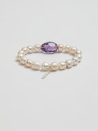 Freeform Amethyst Pearl Bracelet — freshwater pearl, freeform amethyst nuggets, sterlin... | PuraPerla