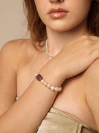 Freeform Amethyst Pearl Bracelet — freshwater pearl, freeform amethyst nuggets, sterlin... | PuraPerla