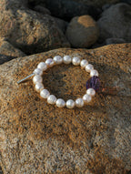 Freeform Amethyst Pearl Bracelet — freshwater pearl, freeform amethyst nuggets, sterlin... | PuraPerla