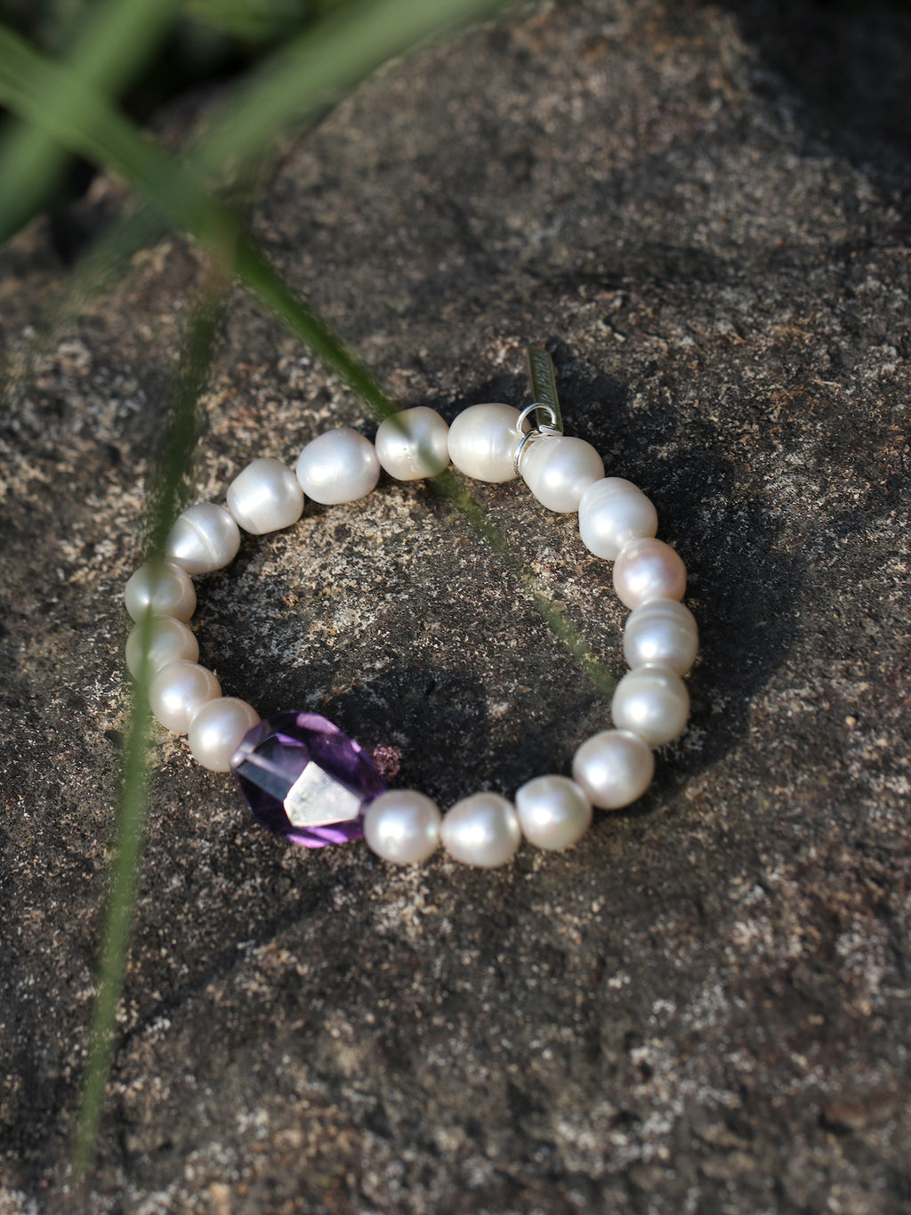 Freeform Amethyst Pearl Bracelet — freshwater pearl, freeform amethyst nuggets, sterlin... | PuraPerla