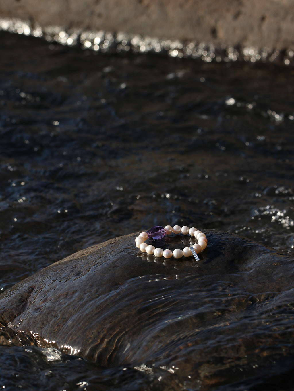 Freeform Amethyst Pearl Bracelet — freshwater pearl, freeform amethyst nuggets, sterlin... | PuraPerla