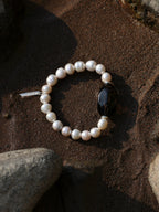 Freeform Smoky Quartz Pearl Bracelet — freshwater pearl & faceted large freeform smoky quartz & S925 Sterling Silver | SENLORE