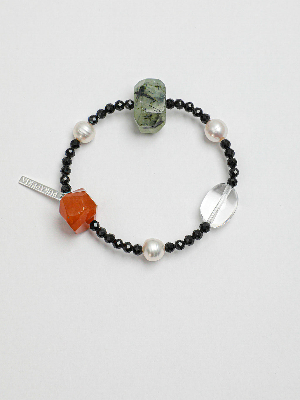 Persian Red Agate Crystal Bracelet — freshwater pearl, clear quartz freeform nuggets... | SENLORE