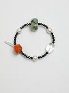 Persian Red Agate Crystal Bracelet — freshwater pearl, clear quartz freeform nuggets... | SENLORE