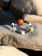 Persian Red Agate Crystal Bracelet — freshwater pearl, clear quartz freeform nuggets... | SENLORE