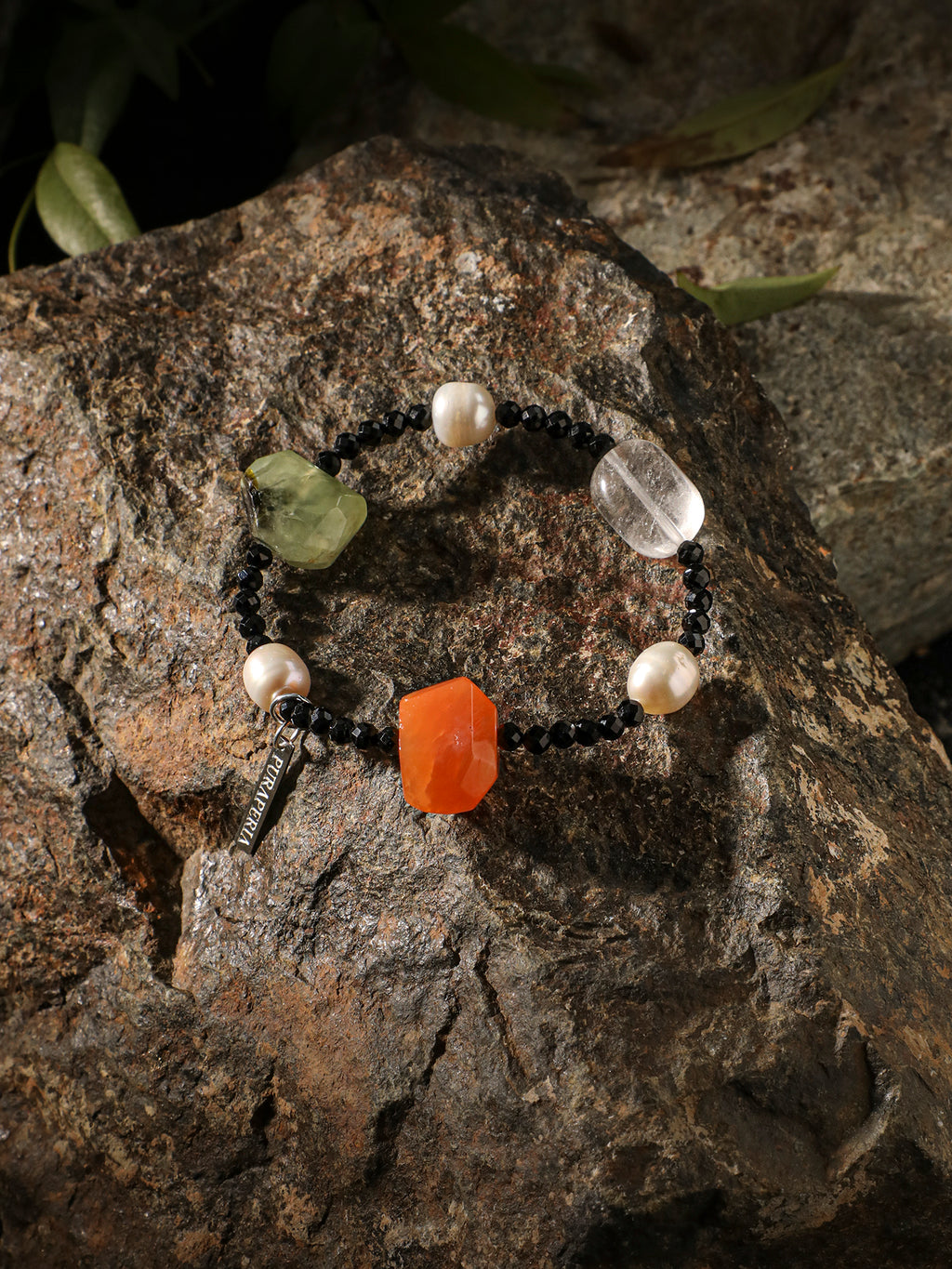 Persian Red Agate Crystal Bracelet — freshwater pearl, clear quartz freeform nuggets... | SENLORE
