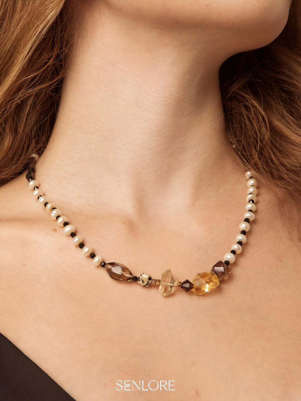 SENLORE Black Agate Baroque Pearl Necklace – Lifestyle Shot