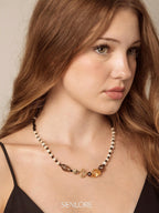 SENLORE Black Agate Baroque Pearl Necklace – Front View
