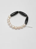 Black Agate Barrel Pearl Bracelet — freshwater pearl & black agate barrel bead & S925 Sterling Silver | SENLORE