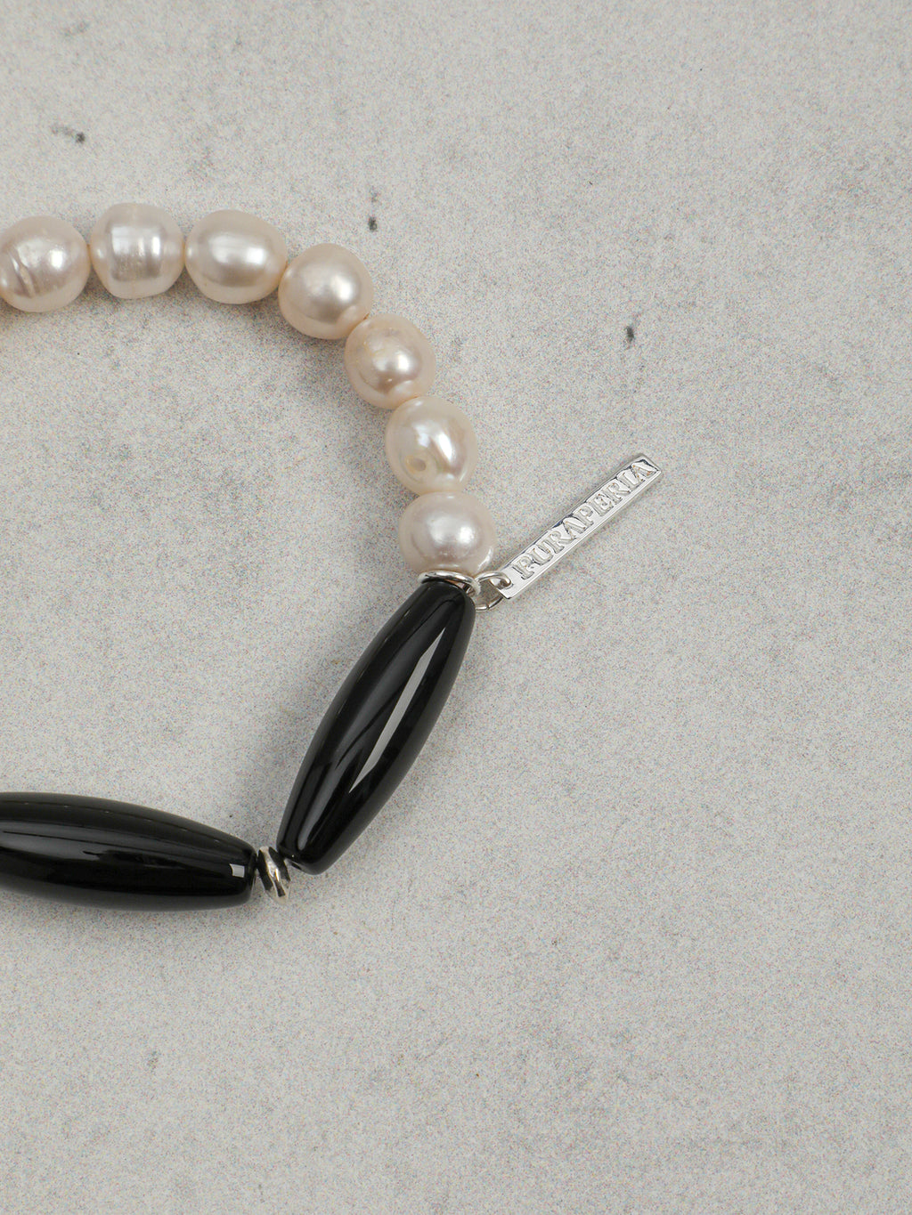 Black Agate Barrel Pearl Bracelet — freshwater pearl & black agate barrel bead & S925 Sterling Silver | SENLORE