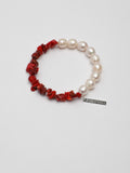 Red Agate Chip Pearl Bracelet — freshwater pearl, red agate chips, sterling sil... | SENLORE