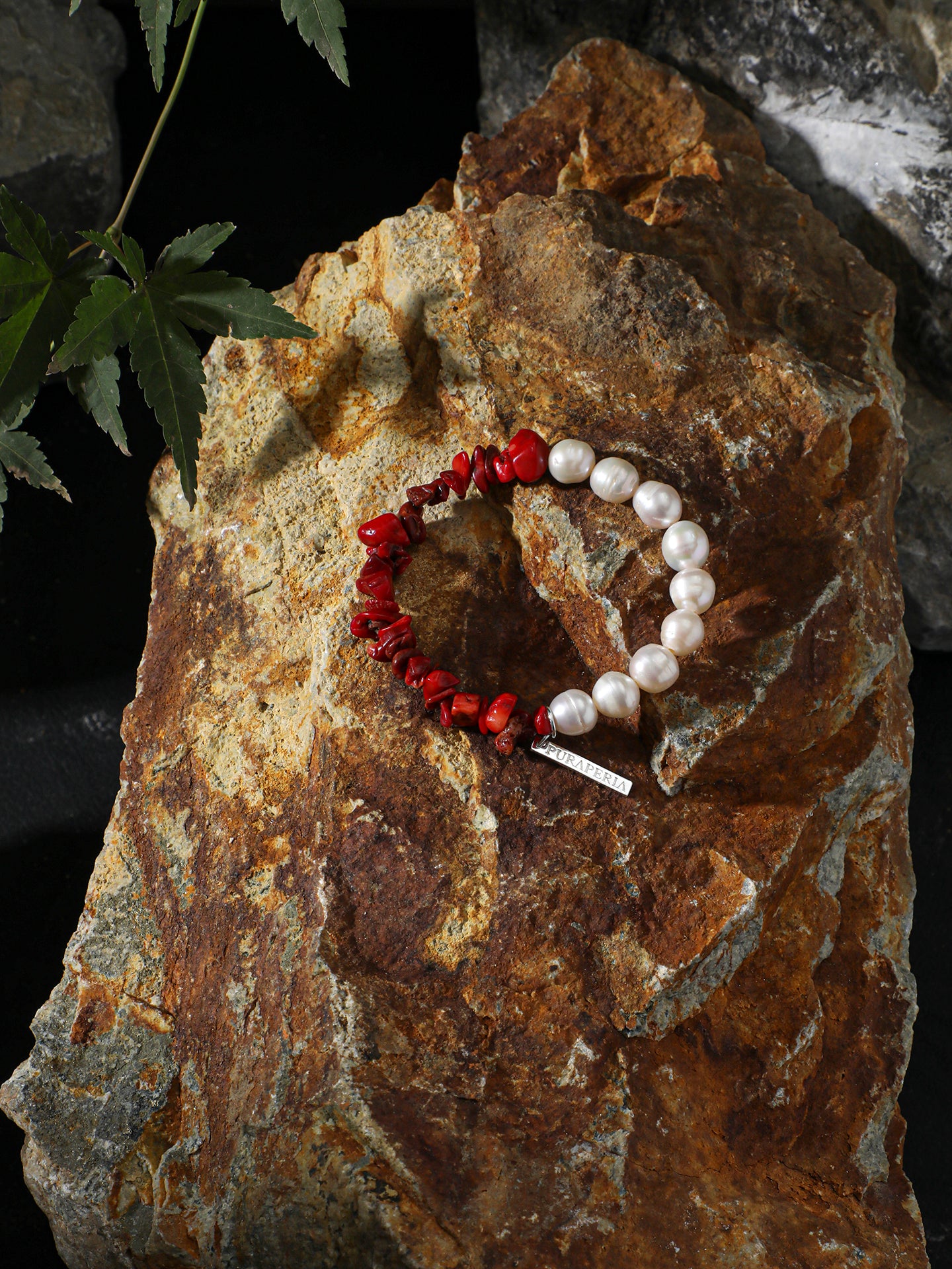 Red Agate Chip Pearl Bracelet — freshwater pearl, red agate chips, sterling sil... | SENLORE