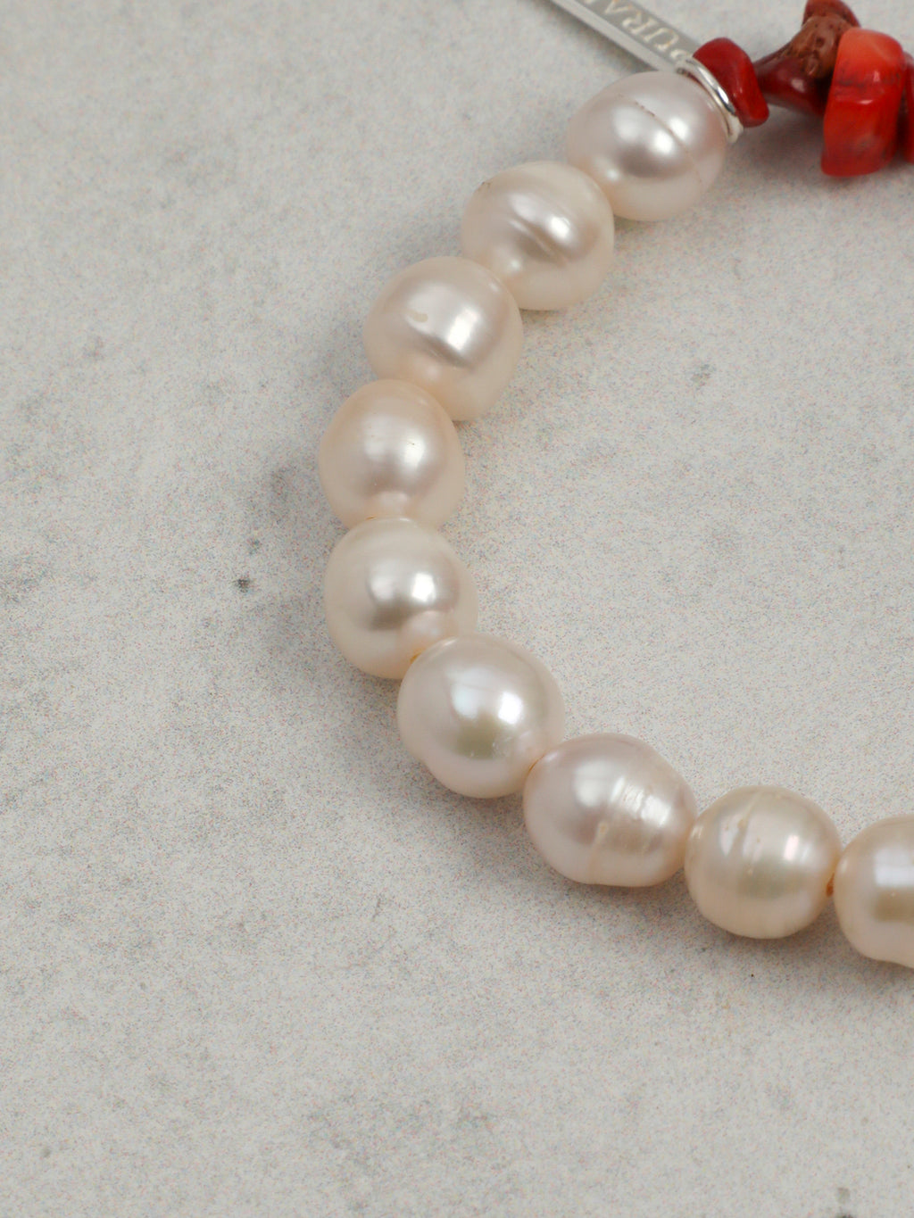 Red Agate Chip Pearl Bracelet — freshwater pearl, red agate chips, sterling sil... | SENLORE
