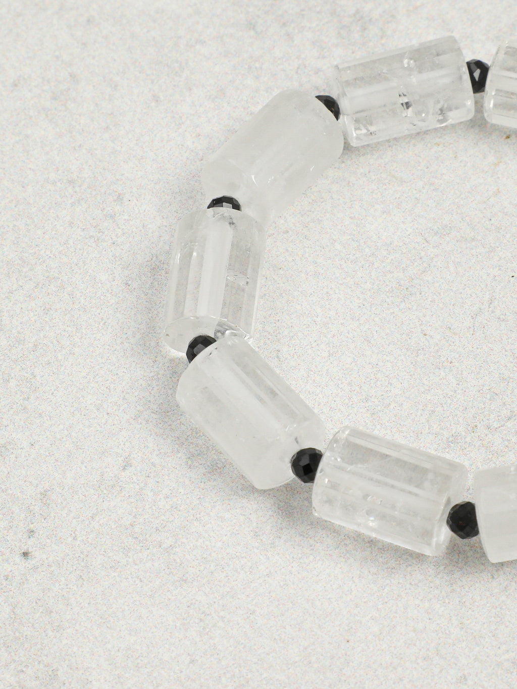 Clear Quartz Barrel Baroque & Black Tourmaline Bracelet — clear quartz barrels, large freshwater baroque pearl... | SENLORE
