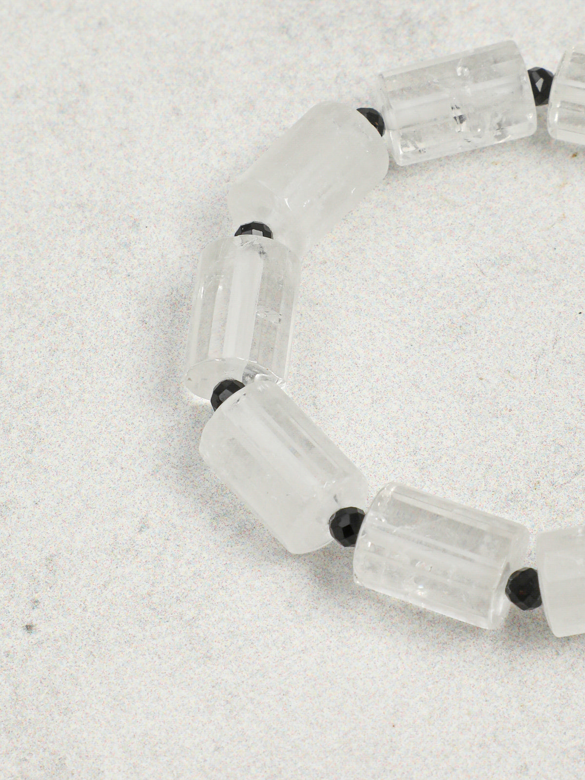 Clear Quartz Barrel Baroque & Black Tourmaline Bracelet — clear quartz barrels, large freshwater baroque pearl... | SENLORE