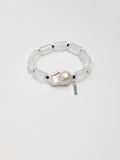 Clear Quartz Barrel Baroque & Black Tourmaline Bracelet — clear quartz barrels, large freshwater baroque pearl... | SENLORE