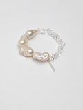 Minimalist Baroque Crystal Bracelet — large freshwater baroque pearl, clear quartz cr... | SENLORE