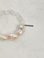 Minimalist Baroque Crystal Bracelet — large freshwater baroque pearl, clear quartz cr... | SENLORE