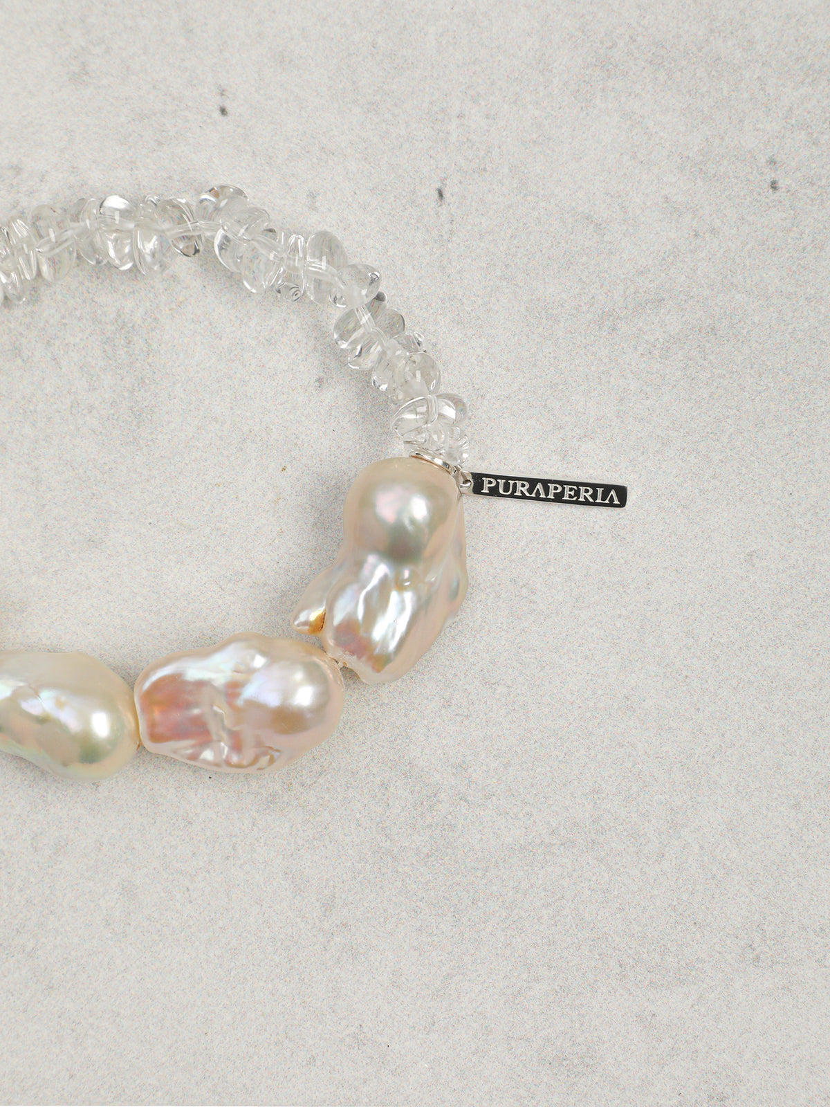 Minimalist Baroque Crystal Bracelet — large freshwater baroque pearl, clear quartz cr... | SENLORE