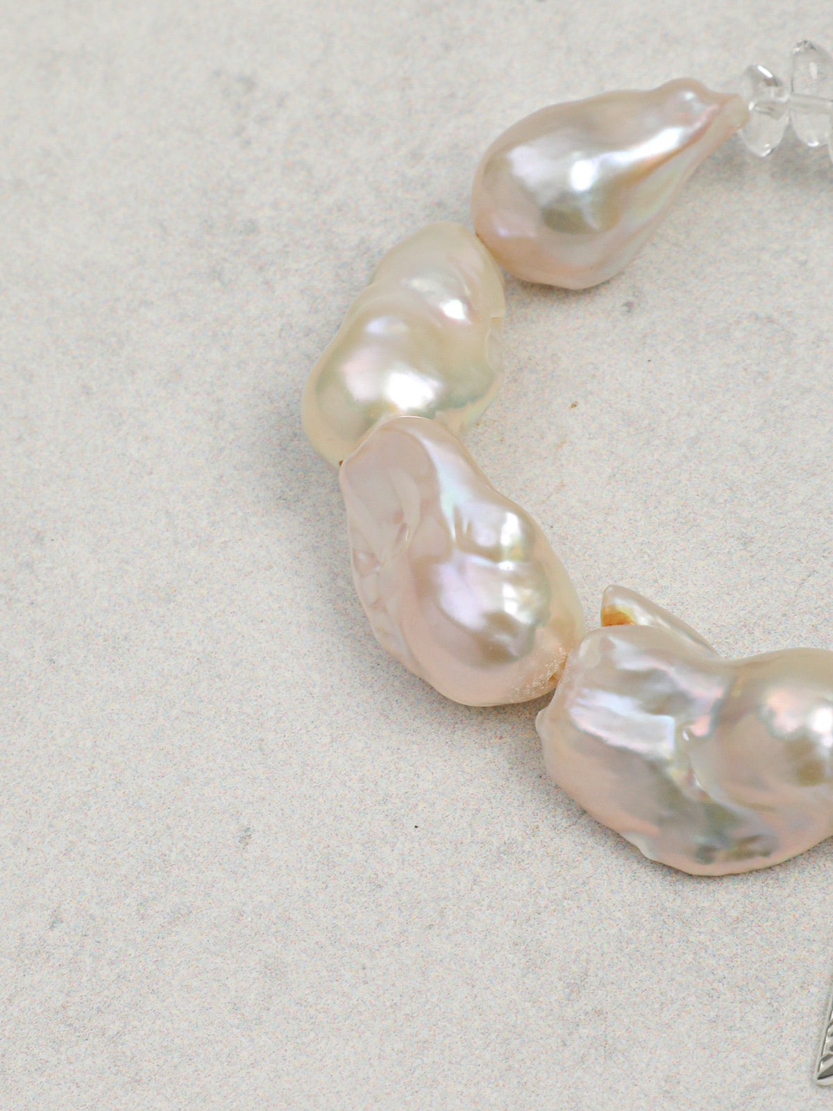 Minimalist Baroque Crystal Bracelet — large freshwater baroque pearl, clear quartz cr... | SENLORE