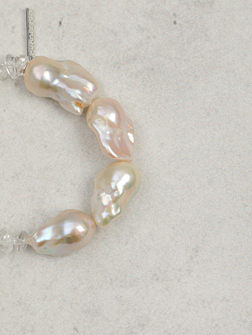 Minimalist Baroque Crystal Bracelet — large freshwater baroque pearl, clear quartz cr... | SENLORE