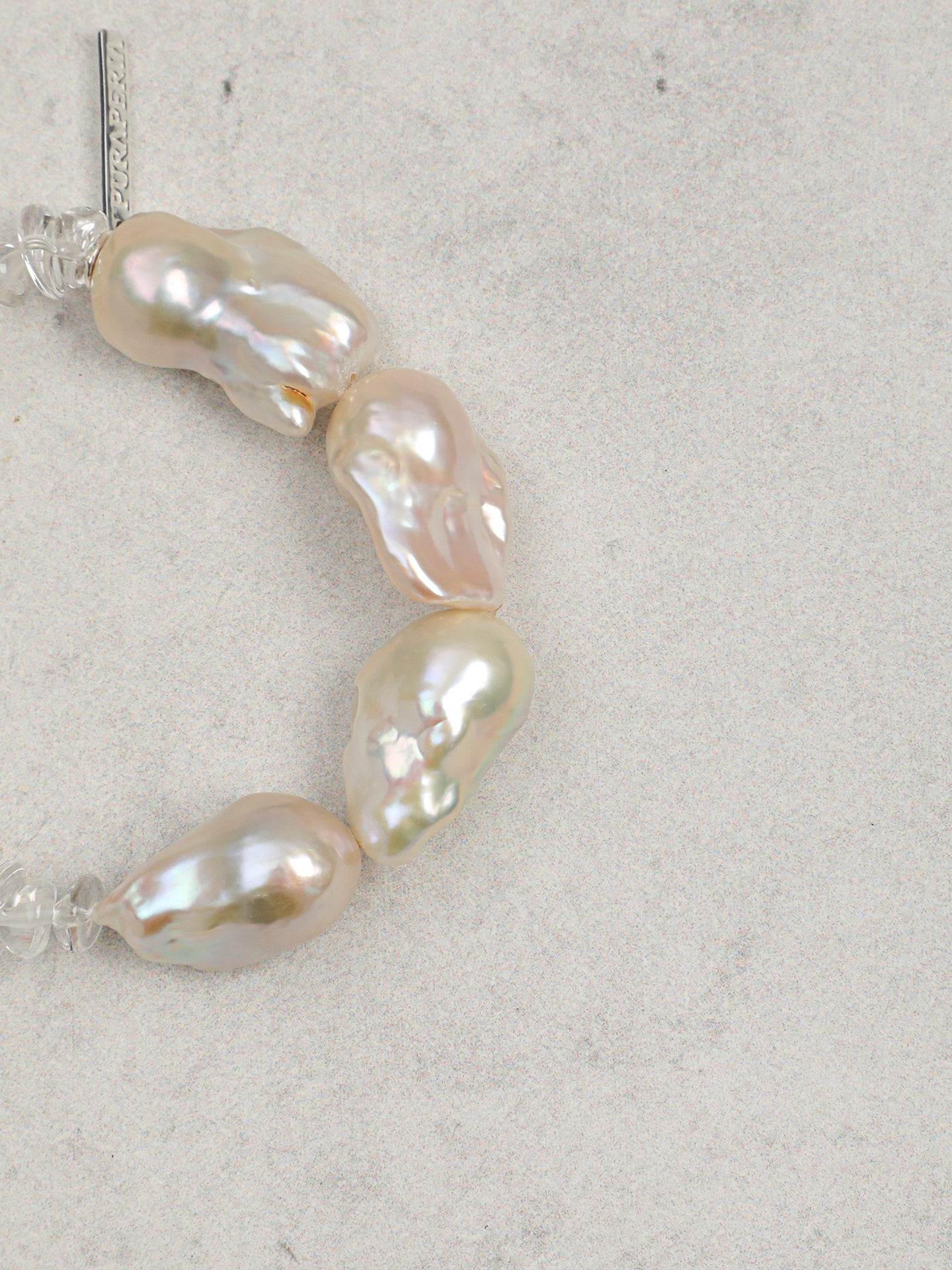 Minimalist Baroque Crystal Bracelet — large freshwater baroque pearl, clear quartz cr... | SENLORE