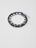 Lapis Lazuli Pearl Bracelet — lapis lazuli straight tubes, black tourmaline f... | SENLORE