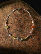 SENLORE Avocado Crystal Pearl Necklace – Side View