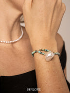 Raw Stone Baroque Pearl Bracelet — phoenix stone, egg yolk stone, lapis lazuli, turquoi... | SENLORE