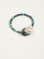 Raw Stone Baroque Pearl Bracelet — phoenix stone, egg yolk stone, lapis lazuli, turquoi... | SENLORE